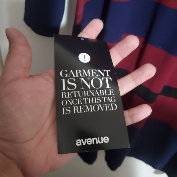 Avenue Purple & Burgandy Wide Striped Long Sleeve Dress Size 18/20 - Picture 6 of 8